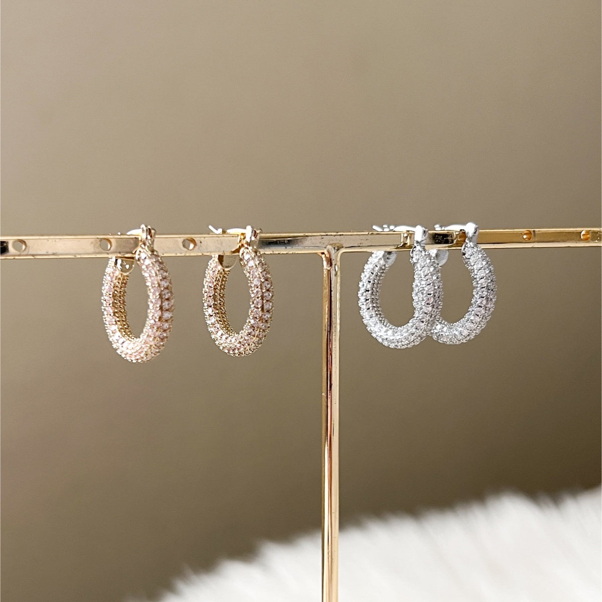 Ella Crystal Studded Hoop Earrings-Earrings-The Songbird Collection