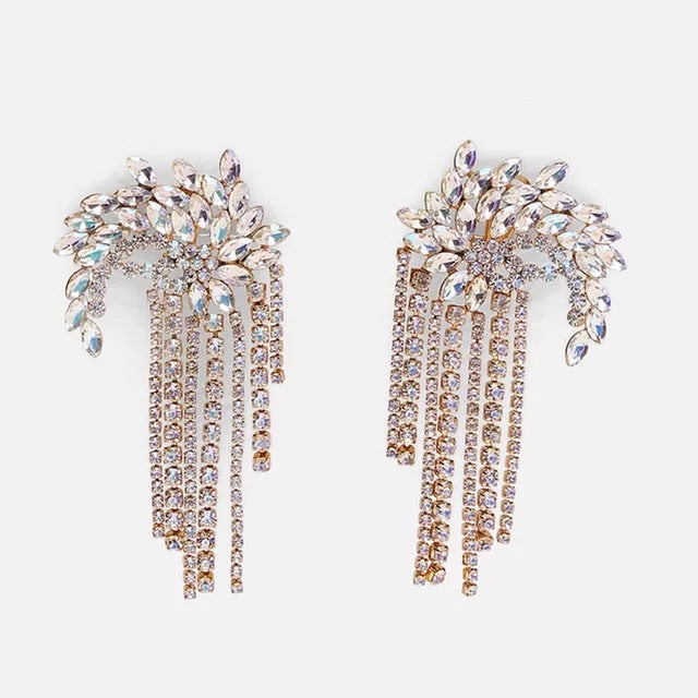 Fireworks Rhinestone Tassel Earrings - 2 Color Choices! - The Songbird Collection 