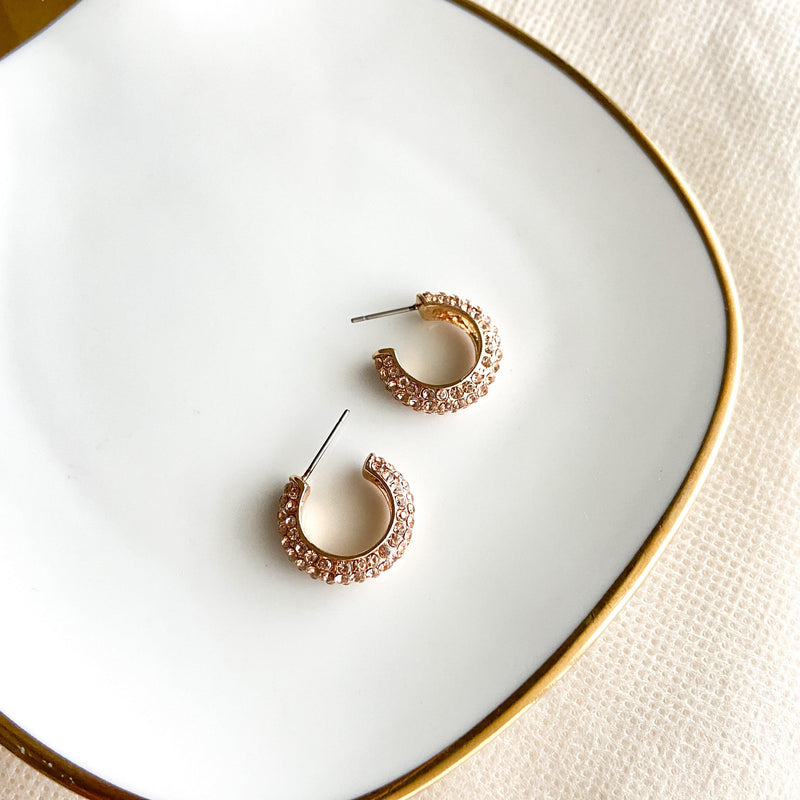 Stella Rhinestone Studded Hoop Earrings-Earrings-The Songbird Collection