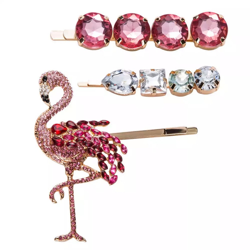 Pink Flamingo Glitz Hair Pin Set - 10 LEFT - The Songbird Collection 