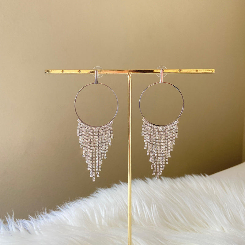 RiRi Rhinestone Hoop + Tassel Earrings - The Songbird Collection 