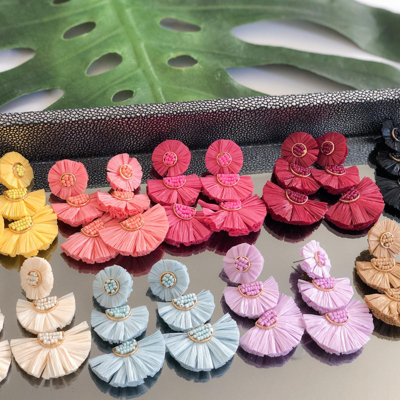 Bellini Raffia Statement Earrings - 10 Colors LOW STOCK! - The Songbird Collection 