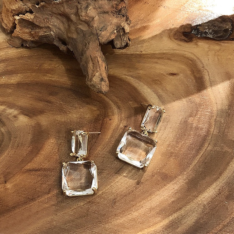 Squared Glass Gem Earrings - Now in SILVER too! - The Songbird Collection 
