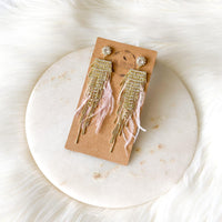 Lavish Feather & Rhinestone Earrings-Earrings-The Songbird Collection