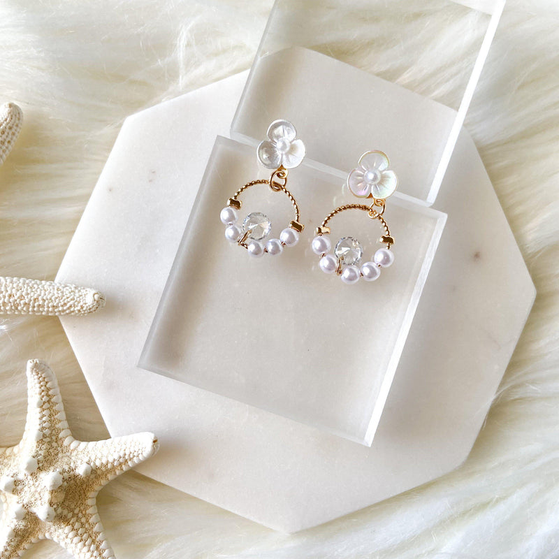 Rejoice Pearl & Flower Earrings - The Songbird Collection 