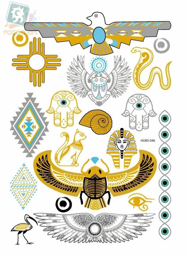 Metallic Temporary Tattoos - 6 STYLES! Feathers and Center Pieces - The Songbird Collection 