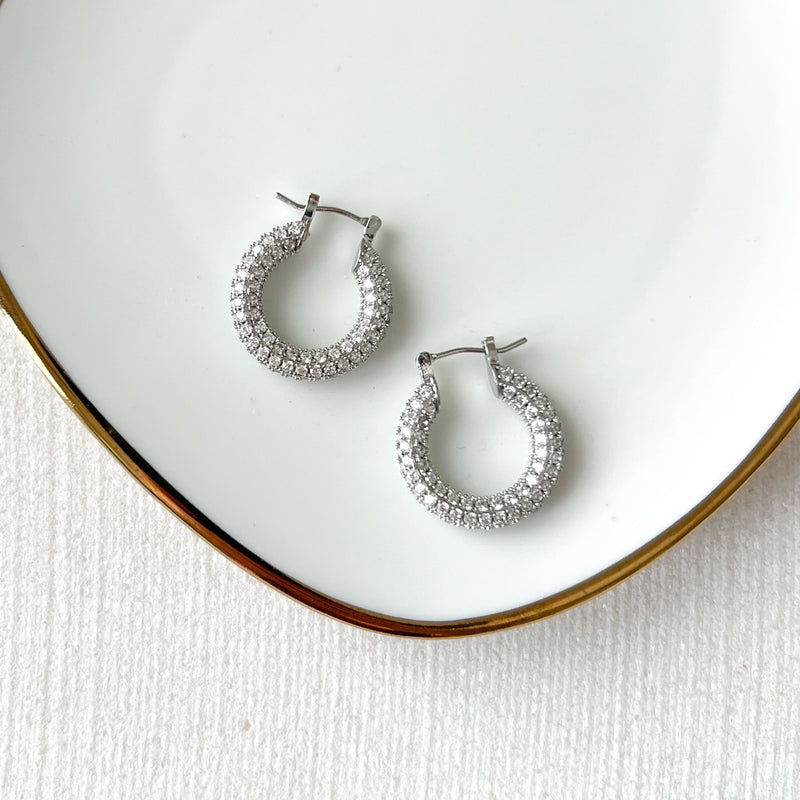 Ella Crystal Studded Hoop Earrings-Earrings-The Songbird Collection