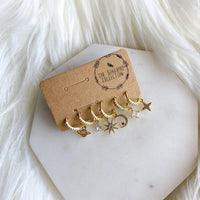6 Piece Galaxy Huggies Earring Set-Earrings-The Songbird Collection