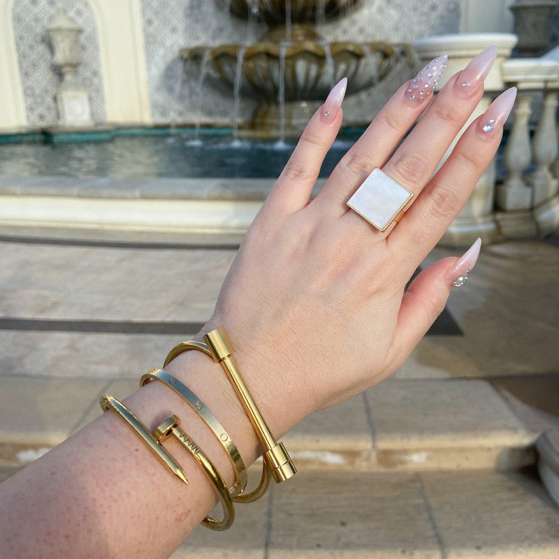 Pearlescent Ivory Square Ring - 7 LEFT! - The Songbird Collection 