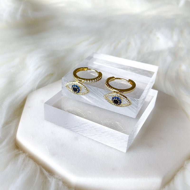 Blue Eye Huggies-Earrings-The Songbird Collection