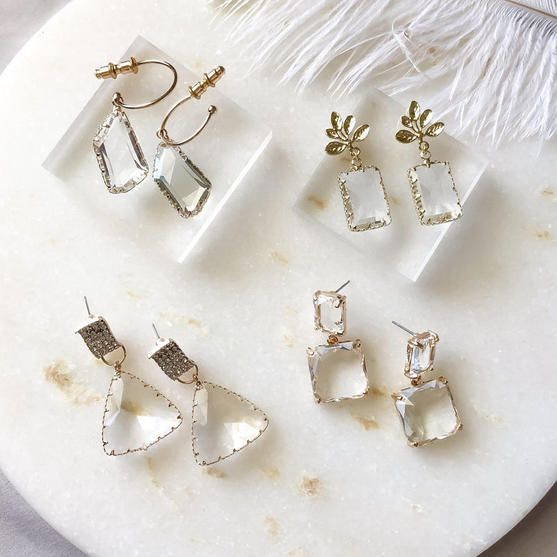 Squared Glass Gem Earrings - Now in SILVER too! - The Songbird Collection 