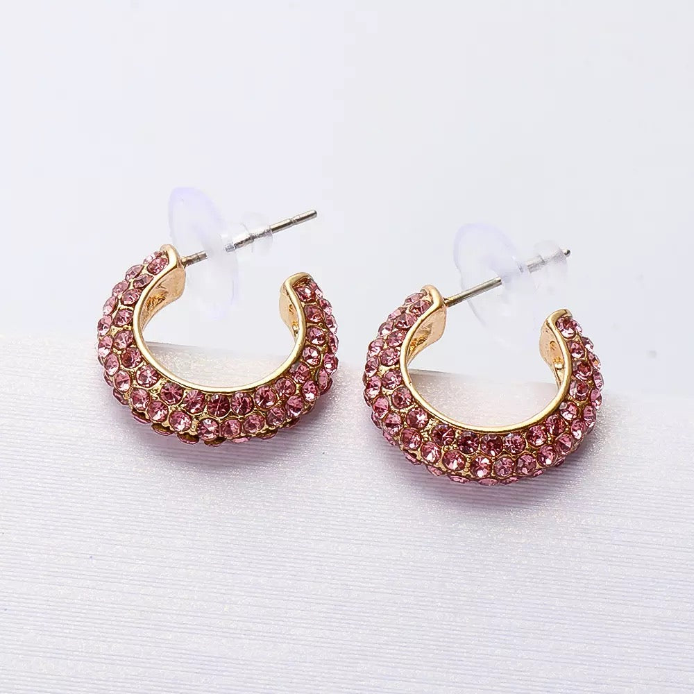 Stella Rhinestone Studded Hoop Earrings-Earrings-The Songbird Collection