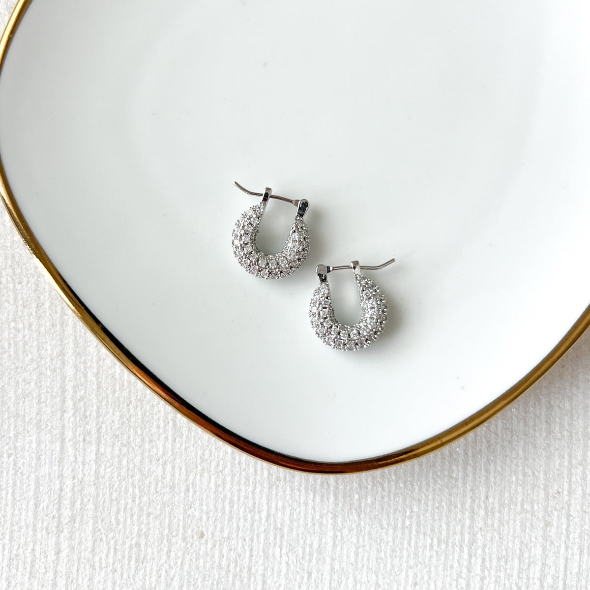 Ella Crystal Studded Hoop Earrings-Earrings-The Songbird Collection