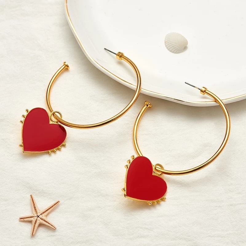 Red Heart Hoop Earrings - 2 Styles! - The Songbird Collection 