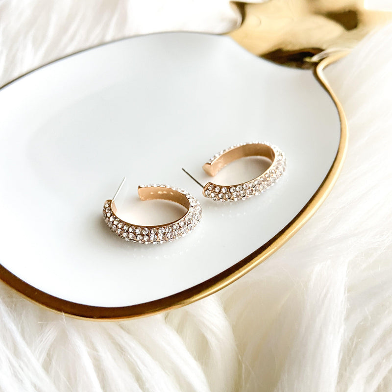 Stella Oblong Rhinestone Studded Earrings - LAST CHANCE / FINAL SALE-Earrings-The Songbird Collection