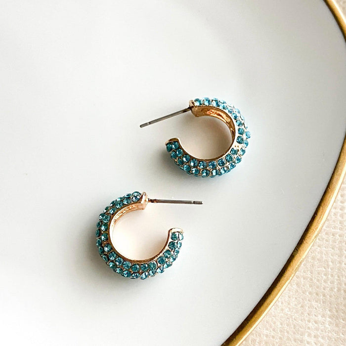 Stella Rhinestone Studded Hoop Earrings-Earrings-The Songbird Collection