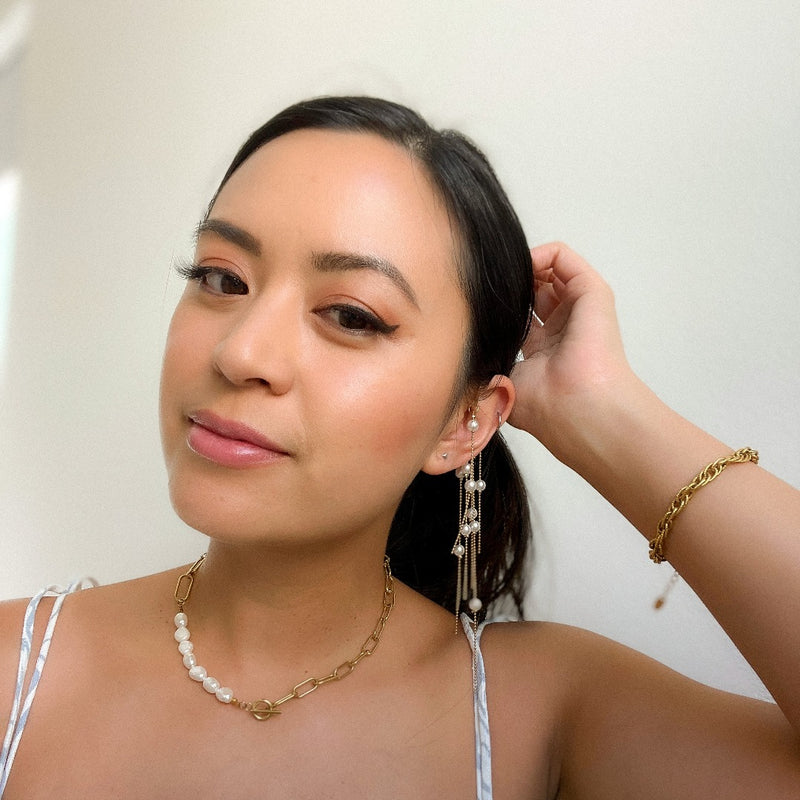 Chandelier Pearls Ear Cuff-Earrings-The Songbird Collection