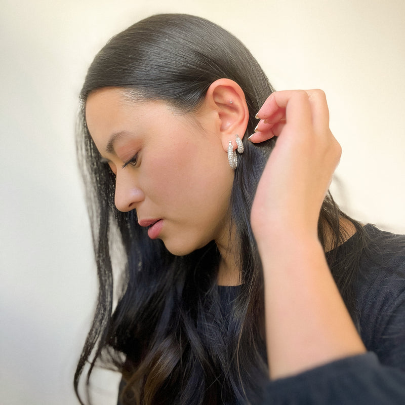 Ella Crystal Studded Hoop Earrings-Earrings-The Songbird Collection