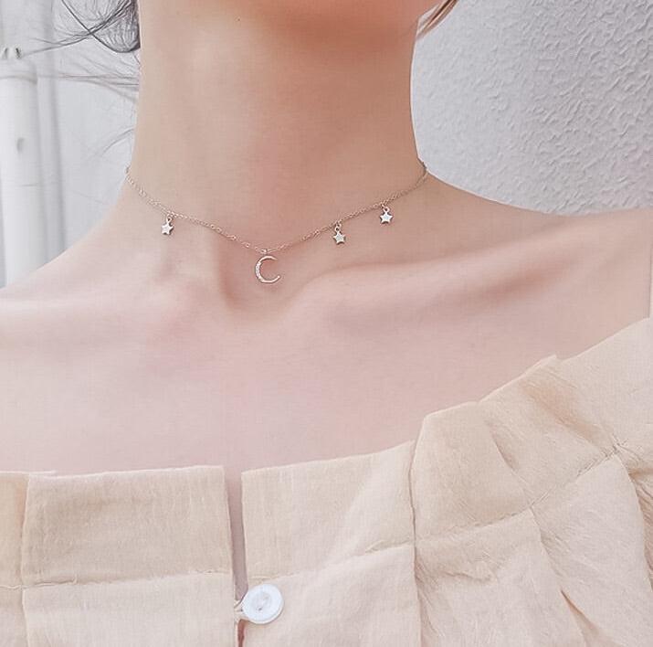 Lune et étoiles Sterling Silver Choker - RESTOCKED! - The Songbird Collection 