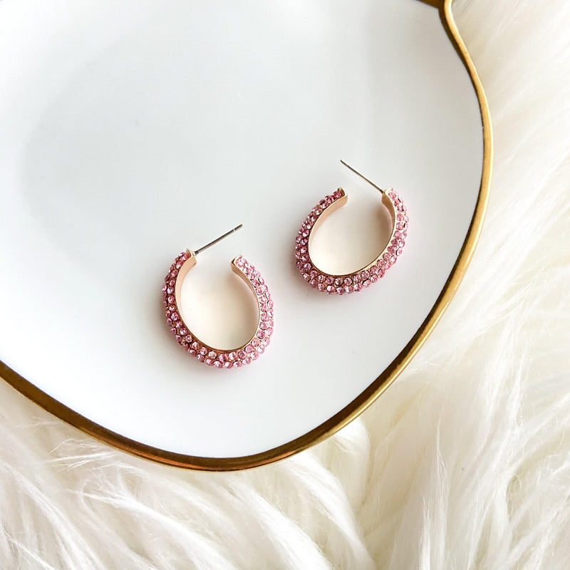 Stella Oblong Rhinestone Studded Earrings - LAST CHANCE / FINAL SALE-Earrings-The Songbird Collection