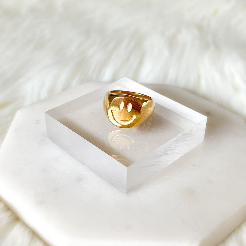 Be Happy Signet Ring-Rings-The Songbird Collection