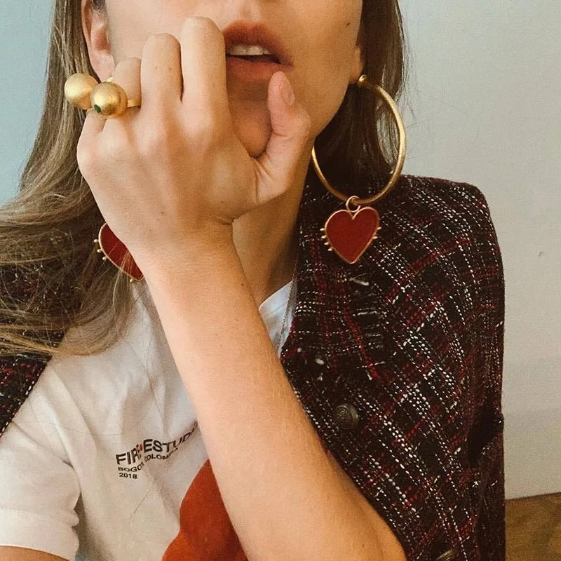 Red heart gold  Gold earrings  Trium Jewelry