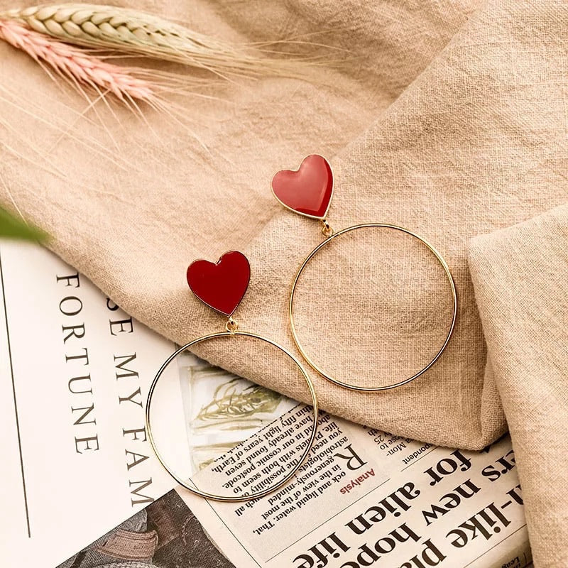 Red Heart Hoop Earrings - 2 Styles! - The Songbird Collection 
