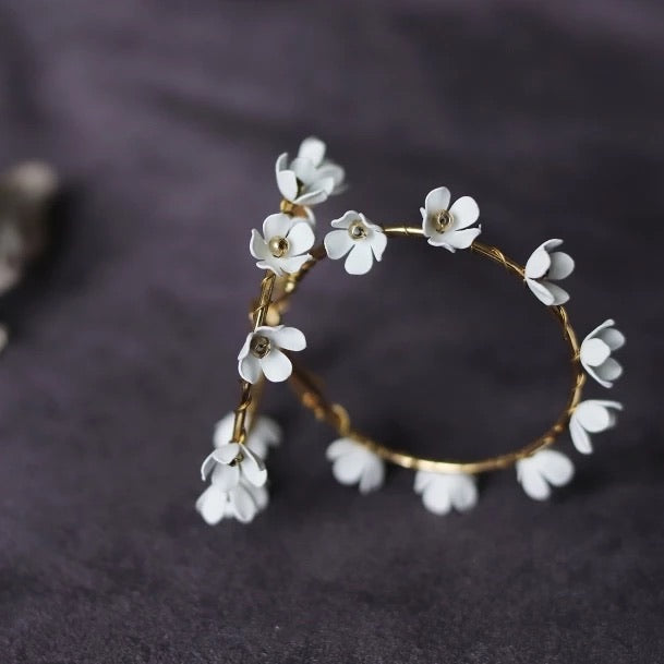 Angelica Flower Hoop Earrings  - 3 COLORS LOW STOCK!! - The Songbird Collection 