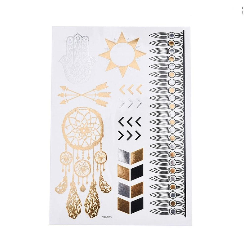 Metallic Temporary Tattoos - 6 STYLES! Feathers and Center Pieces - The Songbird Collection 