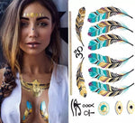 Metallic Temporary Tattoos - 6 STYLES! Feathers and Center Pieces - The Songbird Collection 