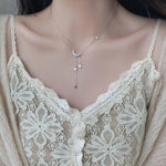 Moonbeam & Star Drop Sterling Silver Necklace - 7 LEFT - The Songbird Collection 
