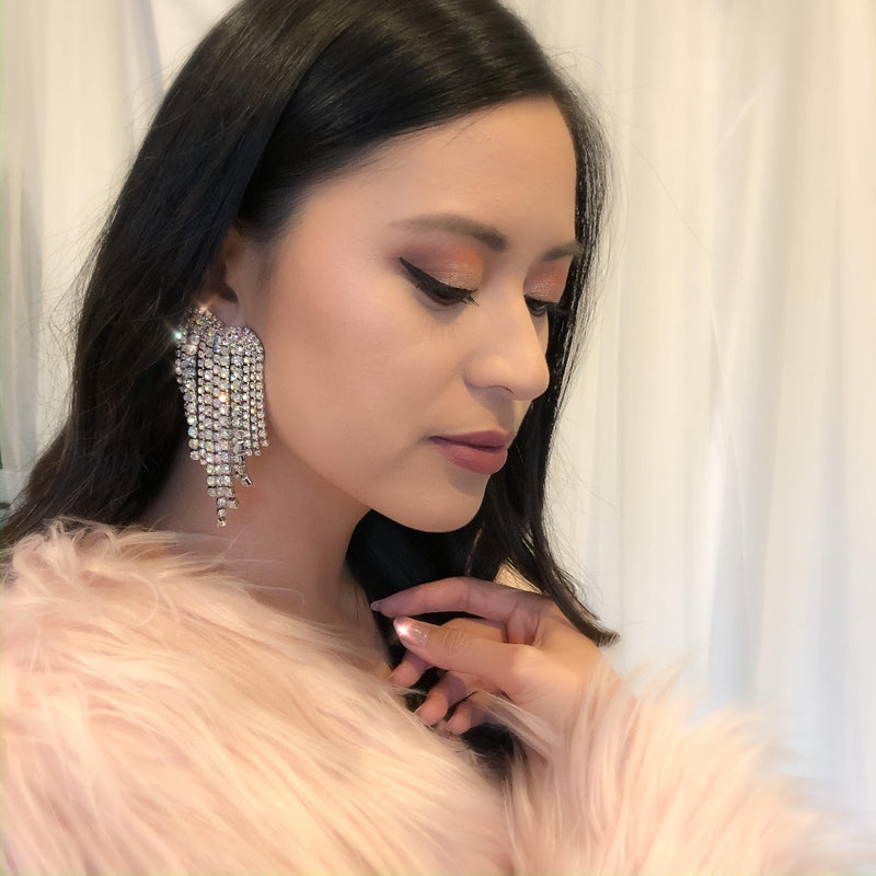 Rhinestone Heart Tassel Earrings - 4 Colors- LOW STOCK! - The Songbird Collection 