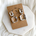 Squared Glass Gem Earrings-Earrings-The Songbird Collection