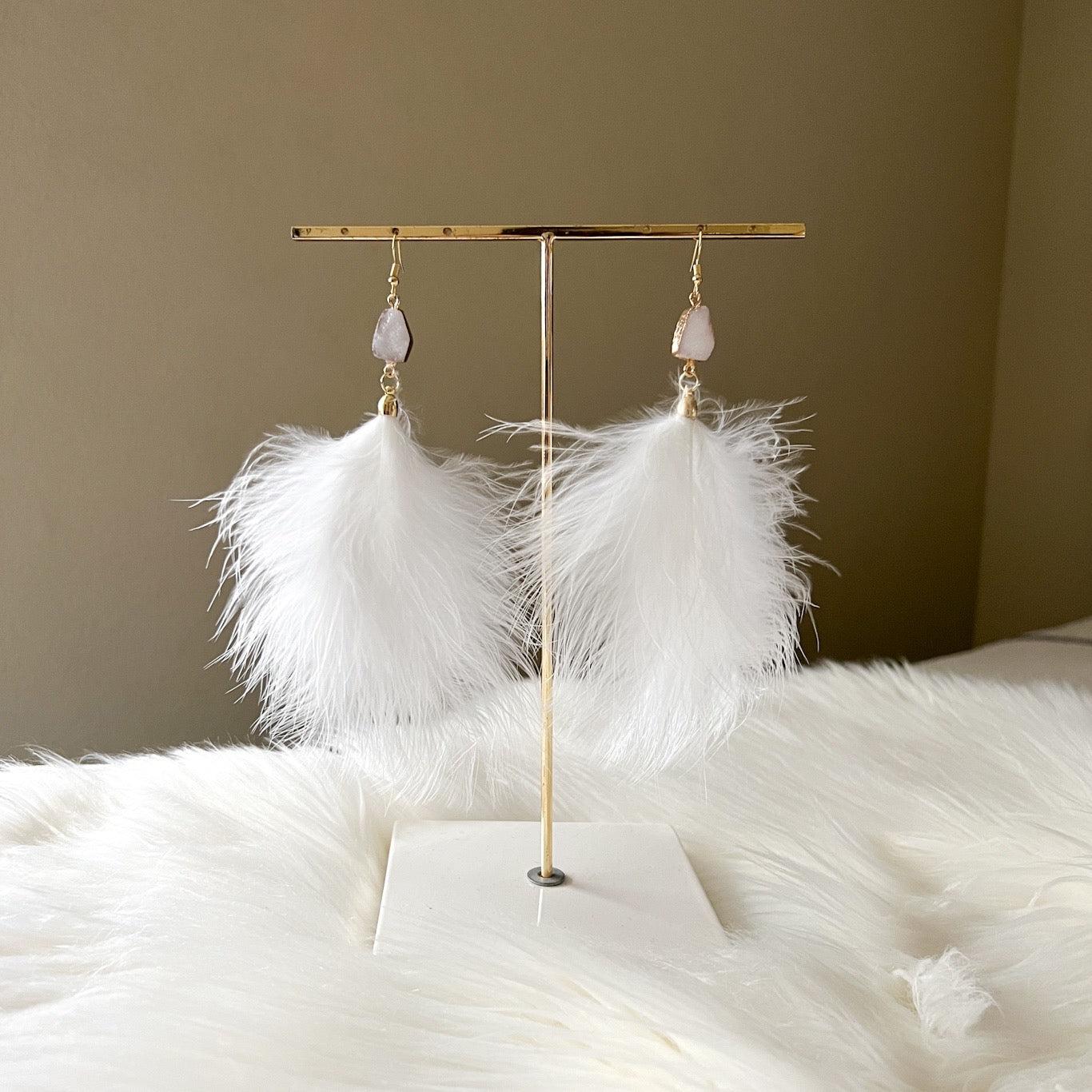 Ostrich Feather Earrings | Handmade by Libby & Smee