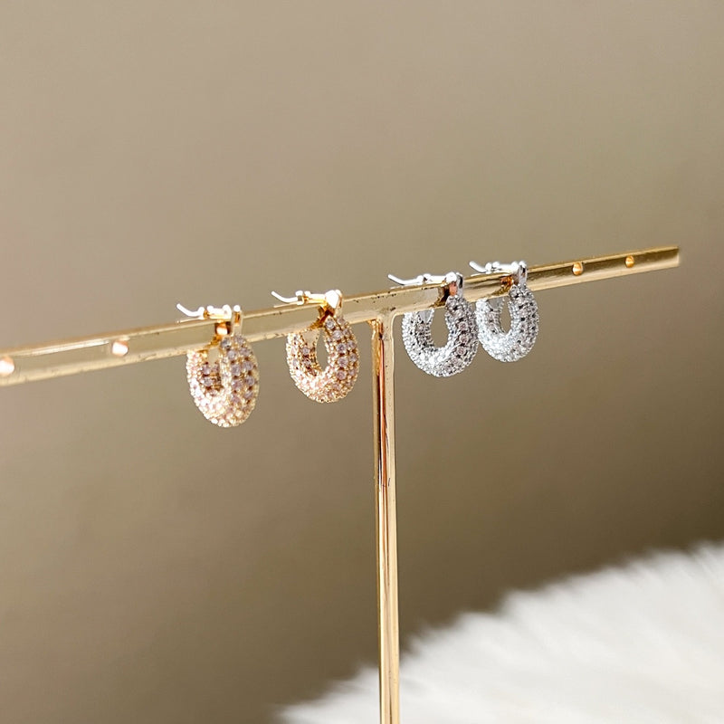 Ella Crystal Studded Hoop Earrings-Earrings-The Songbird Collection