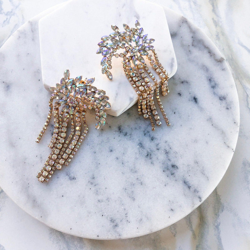 Fireworks Rhinestone Tassel Earrings - 2 Color Choices! - The Songbird Collection 