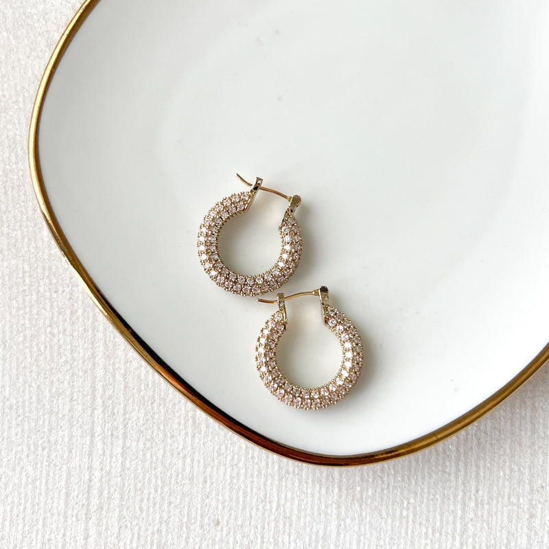 Ella Crystal Studded Hoop Earrings-Earrings-The Songbird Collection