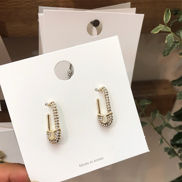 Glitz Safety Pin Earrings - As Seen on Celebrities! - The Songbird Collection 