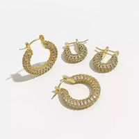 Ella Crystal Studded Hoop Earrings-Earrings-The Songbird Collection