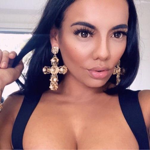 Golden Opulence Cross Earrings - 13 LEFT!! - The Songbird Collection 