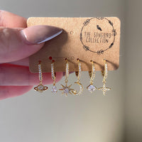 6 Piece Galaxy Huggies Earring Set-Earrings-The Songbird Collection