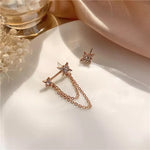 Star Chained Asymmetric Stud Earrings-Earrings-The Songbird Collection