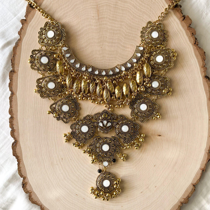 Sacred Lotus Maxi Statement Necklace-Necklaces-The Songbird Collection