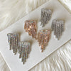 Rhinestone Heart Tassel Earrings - 4 Colors
