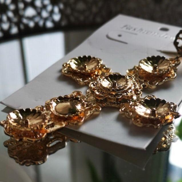 Golden Opulence Cross Earrings - 13 LEFT!! - The Songbird Collection 