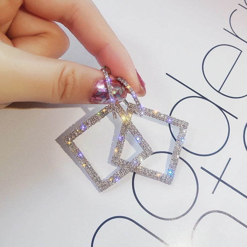 Heart 💜 Square Rhinestone Earrings - Almost ALL GONE! - The Songbird Collection 