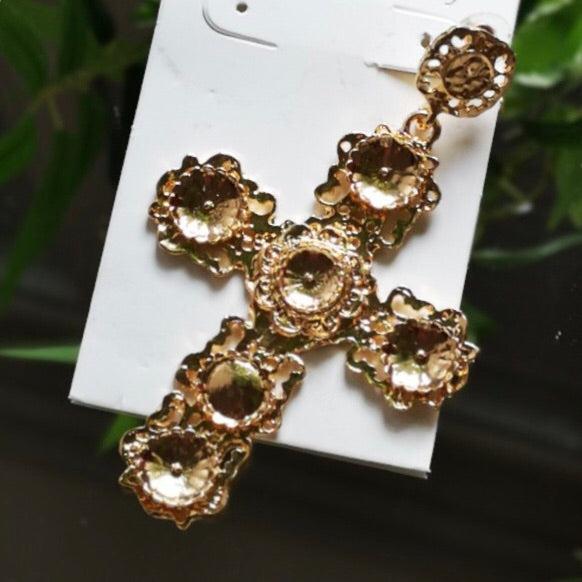 Golden Opulence Cross Earrings - 13 LEFT!! - The Songbird Collection 