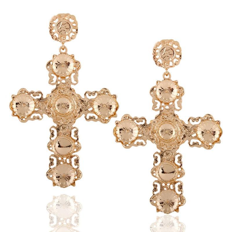 Golden Opulence Cross Earrings - 13 LEFT!! - The Songbird Collection 